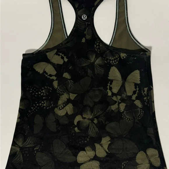 Lululemon Women's Size 0 Tank Sleeveless Green Butterfly Polyester Crew Neck - Picture 2 of 5